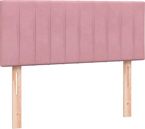 vidaXL Κρεβάτι Boxspring με Στρώμα &amp; LED ροζ 120x220 cm Βελούδινο