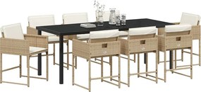 vidaXL Σέτ φαγητού για κήπο 9 pcs Μπεζ συνθετικό ρατάν