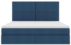 vidaXL LED Κρεβάτι αποθήκευσης με στρώμα Μπλε 180 x 200 cm Ύφασμα