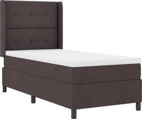 vidaXL LED Κρεβάτι με βάθρο Σκούρο Καφέ 100 x 200 cm ύφασμα