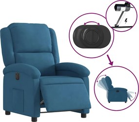 vidaXL Πολυθρόνα Ανακλινόμενη Ηλεκτρική Μπλε Βελούδινη