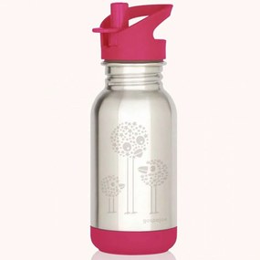 Παγούρι Παιδικό Loopy Birds GSJL46 6,7x19,5cm 400ml Silver-Pink Gaspajoe 400ml Silikon,Polypropylene