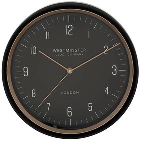 Ρολόι Τοίχου 07.200309 Φ29,3cm Black Πλαστικό