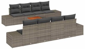 vidaXL Σετ Καναπέ Κήπου με αποθήκευση 9 pcs Γκρι συνθετικό ρατάν