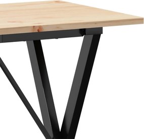 vidaXL Τραπέζι Τραπεζαρίας Πλαίσιο Χ Μασίφ Πεύκο/Ατσάλι