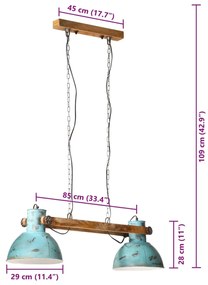 Φωτιστικό Κρεμαστό 25 W Αντικέ Μπλε 85x28x109 εκ. Ε27 - Μπλε