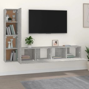 vidaXL Σετ Επίπλων Τηλεόρασης 4Τεμαχίων Γκρι Σκυρ. Επεξεργασμένο Ξύλο