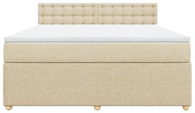 vidaXL Κρεβάτι Boxspring με Στρώμα Κρεμ 180x200 εκ. Υφασμάτινο