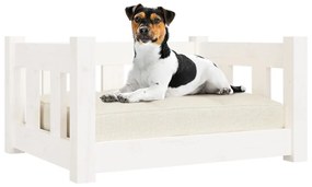 Κρεβάτι Σκύλου Λευκό 55,5 x 45,5 x 28 εκ. από Μασίφ Ξύλο Πεύκου - Λευκό