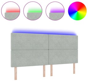 vidaXL Κεφαλή LED Ανοιχτό Γκρι 100 εκ. Βελούδο