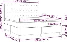 vidaXL Κρεβάτι Boxspring με Στρώμα Μαύρο 160x200 εκ. Υφασμάτινο