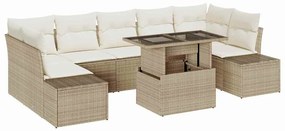 vidaXL Σετ Καναπέ Κήπου με μαξιλάρι 8 pcs Μπεζ, Κρέμα 100 x 55 x 73 εκ