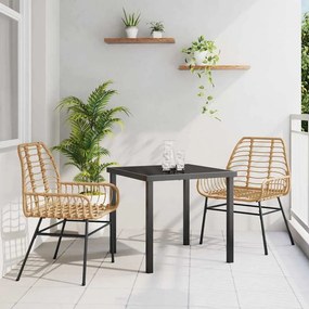 vidaXL Σέτ φαγητού για κήπο 3 pcs Καφέ συνθετικό ρατάν