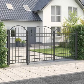 vidaXL Πύλη Κήπου με Καμπύλη Κορυφή Assen Γκρι 400 x 125 cm Ατσάλι