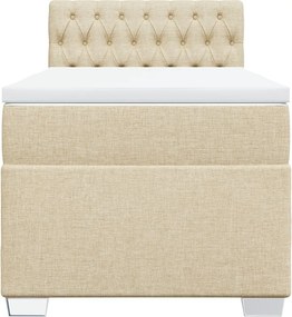 vidaXL Κρεβάτι Boxspring με Στρώμα Κρεμ 90x190 εκ.Υφασμάτινο