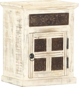 vidaXL Κομοδίνο Λευκό 40x30x50 εκ. από Μασίφ Ξύλο Μάνγκο