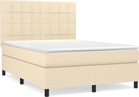 vidaXL Κρεβάτι Boxspring με Στρώμα Κρεμ 140x200 εκ. Υφασμάτινο
