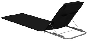 vidaXL Στρώματα - Ξαπλώστρες Πτυσσόμενα 2 τεμ. Μαύρα από Ατσάλι/Ύφασμα