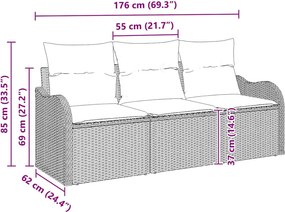 vidaXL Σετ Καναπέ Κήπου 3 τμχ. Μπεζ συνθετικό ρατάν