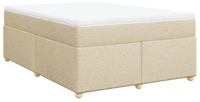 vidaXL Κρεβάτι Boxspring με Στρώμα Κρεμ 140x190 εκ. Υφασμάτινο