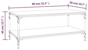 Τραπεζάκι Σαλονιού Καπνιστή Δρυς 80x50x40 εκ. Επεξεργασμ. Ξύλο - Καφέ