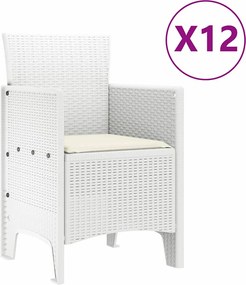 vidaXL Σέτ φαγητού για κήπο 13 pcs Λευκό Πολυράτταν και Βαμβάκι