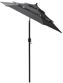 vidaXL Ομπρέλα Κήπου 3 Επιπέδων Ανθρακί 2 μ. με Ιστό Αλουμινίου