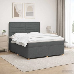vidaXL Κρεβάτι box spring με στρώμα Σκούρο Γκρι 140 x 200 cm Ύφασμα
