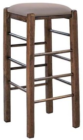 ΤΑΒΕΡΝΑΣ Σκαμπό BAR- Οξιά Βαφή Εμποτισμός Καρυδί- Κάθισμα Pu Cappuccino 35x35x81cm