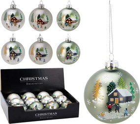 JK Home Décor - Μπάλα Χριστουγέννων Snow από Γυαλί Βεραμάν 8cm 6Σχδ