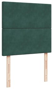 vidaXL Κρεβάτι Boxspring με Στρώμα Σκούρο Πράσινο 100x200εκ. Βελούδινο