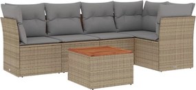 vidaXL Patio Sofa Set 5-θέσια Μικτό μπεζ και γκρι