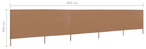 Προστατευτικό Αέρα με 5 Πάνελ Taupe 600 x 160 εκ. Υφασμάτινο - Μπεζ-Γκρι