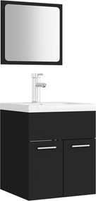 vidaXL Σετ Επίπλων Μπάνιου Μαύρο από Μοριοσανίδα