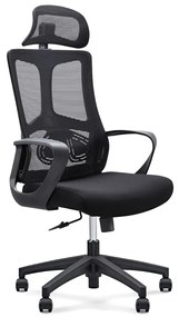 BF8600 Πολυθρόνα Γραφείου Διευθυντή, Mesh Μαύρο, Ύφασμα Μαύρο 62x68x114/124cm