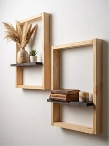 Stewehome Ξύλινο ράφι τοίχου σετ 2 τεμαχίων 40x40x25 cm