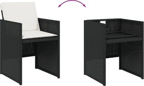 vidaXL Σετ Τραπεζαρίας Κήπου 15 τεμ Μαύρο από Συνθ. Ρατάν με Μαξιλάρια