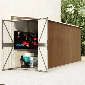 vidaXL Αποθήκη Κήπου Επιτοίχια Καφέ 118x382x178 εκ. από Γαλβ. Ατσάλι