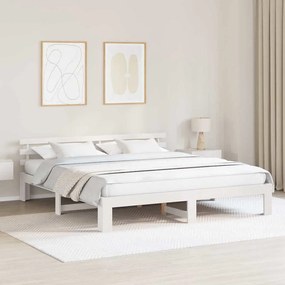 vidaXL Σκελετός Κρεβατιού Λευκό 180 x 200 cm Μασίφ ξύλο πεύκου