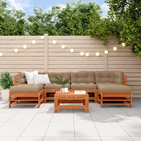 vidaXL Σετ Ξαπλώστρας Κήπου 7 pcs Κερωμένο Καφέ Στερεό πεύκο