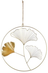 Κρεμάστρα Στρογγυλό Ginkgo Motif Μεταλλικό Χρυσό Χρώμα 34X0X49Cm 34X0X49Cm