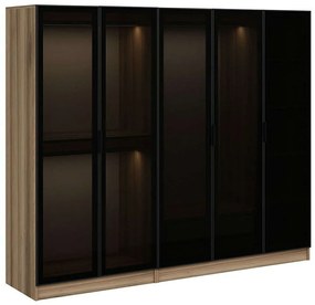 Ντουλάπα Πεντάφυλλη Kale 506MNR2601 225x52x210cm Oak-Black Πεντάφυλλη