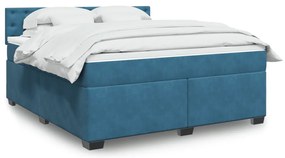 vidaXL Κρεβάτι Boxspring με Στρώμα Μπλε 180x200 εκ. Βελούδινο