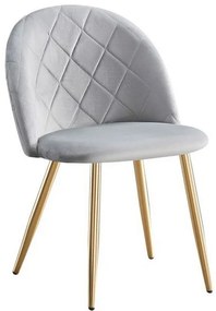 Καρέκλα Bella ΕΜ759,2G 50x56x80cm (Σετ 4τμχ) Gold - Grey Μέταλλο,Ύφασμα