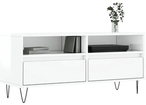 vidaXL Έπιπλο Τηλεόρασης Γυαλ. Λευκό 100x34,5x44,5 εκ. Επεξεργ. Ξύλο