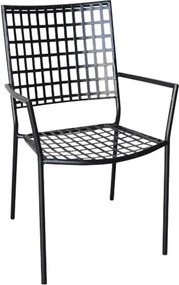 CASTELLO Πολυθρόνα Μέταλλο Mesh Βαφή Μαύρο, Στοιβαζόμενη   1τμχ