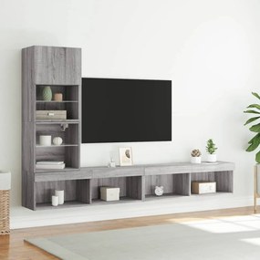 vidaXL Έπιπλα Τοίχου Τηλεόρασης 4 τεμ. LED Γκρι Sonoma από Επεξ. Ξύλο