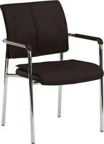 ELDER Πολυθρόνα Γραφείου Επισκέπτη Χρώμιο, PU Μαύρο   5τμχ