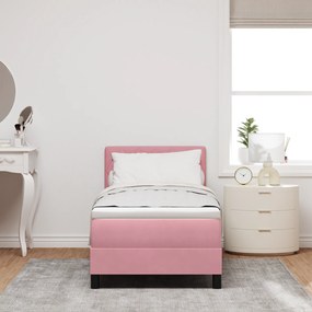 vidaXL Κρεβάτι Box Spring με Στρώμα Ροζ 80x200 εκ Βελούδο