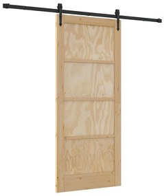 vidaXL Συρόμενη Πόρτα Καφέ 86 x 198.5 cm Μασίφ ξύλο πεύκου
